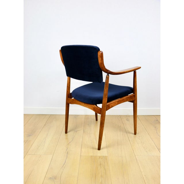 1970s Vintage Danish Office Armchair in Navy Blue, 1970s For Sale - Image 5 of 11