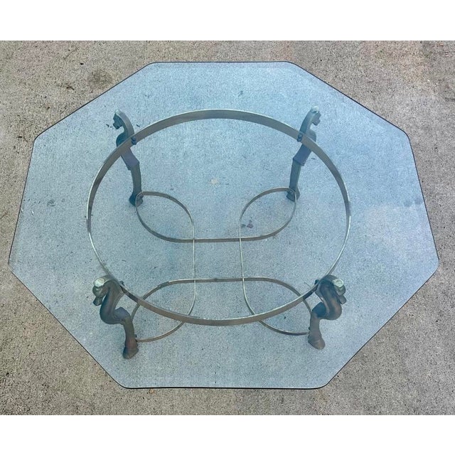 Maison Jansen Attributed Vintage Brass Horse Head Octagonal Coffee Table, Made in Italy For Sale In San Diego - Image 6 of 18