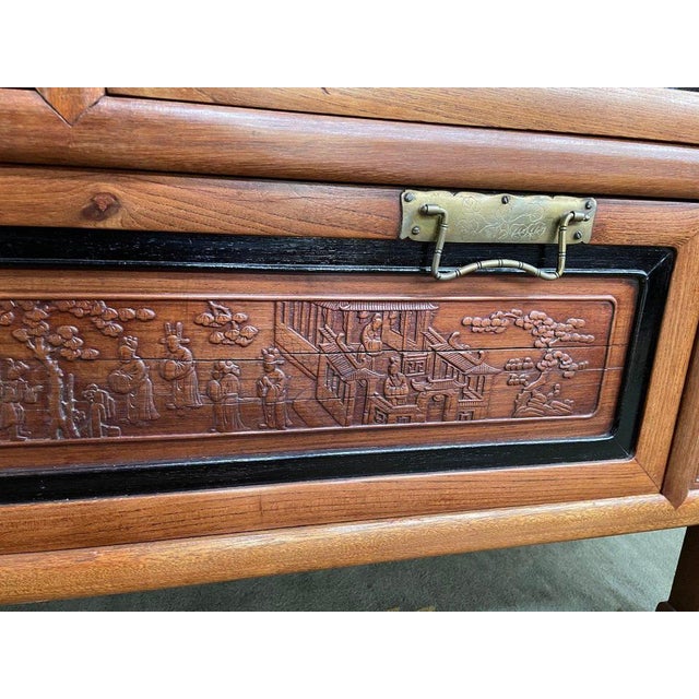Wood Indochinese Chest of Drawers with Carved Panels For Sale - Image 7 of 11