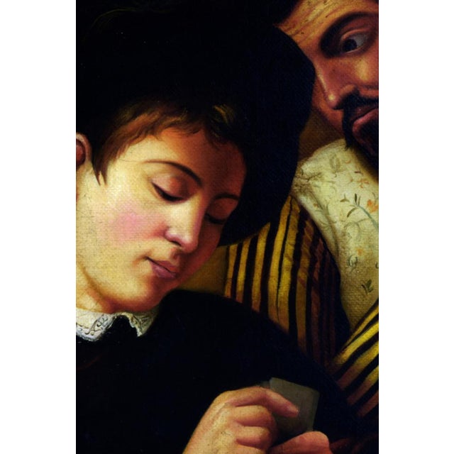 G. Perna after Caravaggio, I Bari, Oil on Canvas, 1970s, Framed For Sale - Image 3 of 8