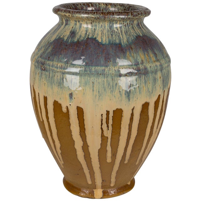 French Glazed Terracotta Pottery Vase Chairish
