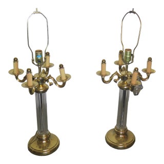 Hollywood Regency Underwriter Laboratories 4 Arm Candelabra Style Lamps/aPair For Sale