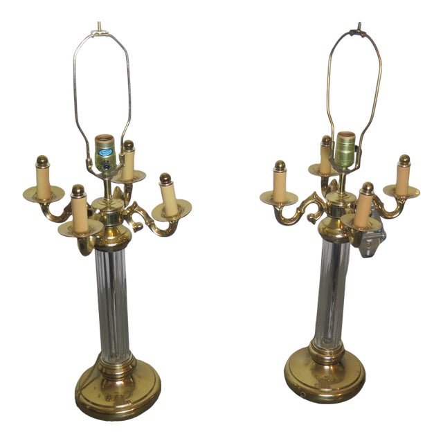 Hollywood Regency Underwriter Laboratories 4 Arm Candelabra Style Lamps/aPair For Sale