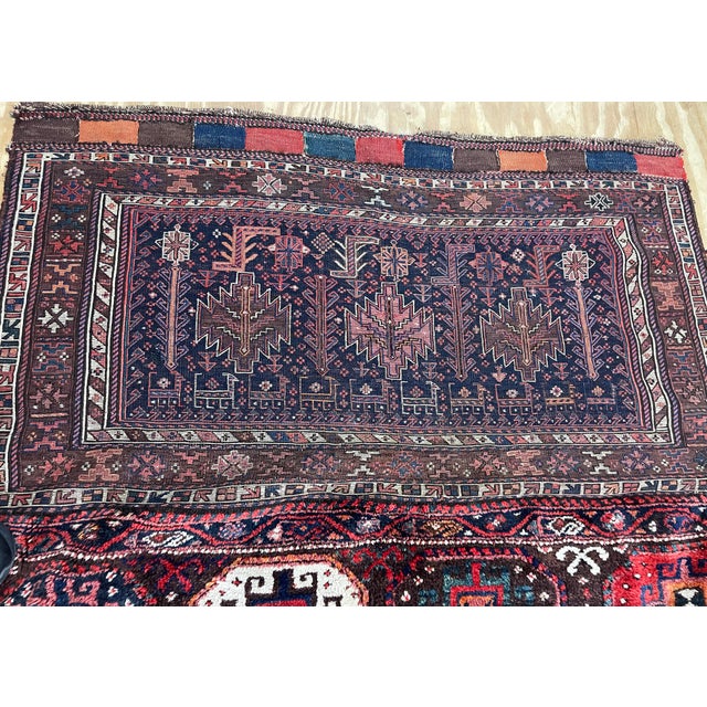 Antique Shahsavan Soumak Saddlebag (Khorjin) 4'1" X 5' For Sale - Image 4 of 4