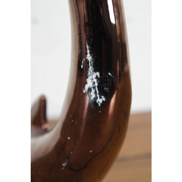 Vintage Iridescent Metallic Bronze Finish Porcelain Dolphin Figurine Sculpture For Sale - Image 6 of 12