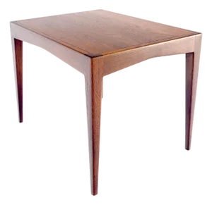 George Nelson Style Mid Century Modern Walnut Side End Table on Tapered Leg
