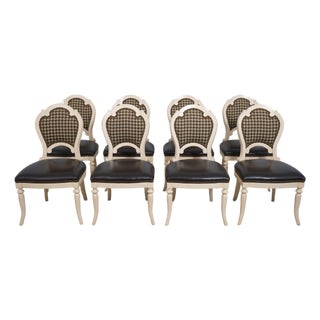Set of 8 Hickory White Country French Dining Chairs For Sale
