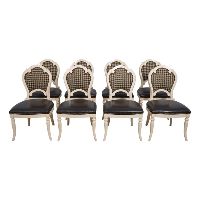 Set of 8 Hickory White Country French Dining Chairs For Sale