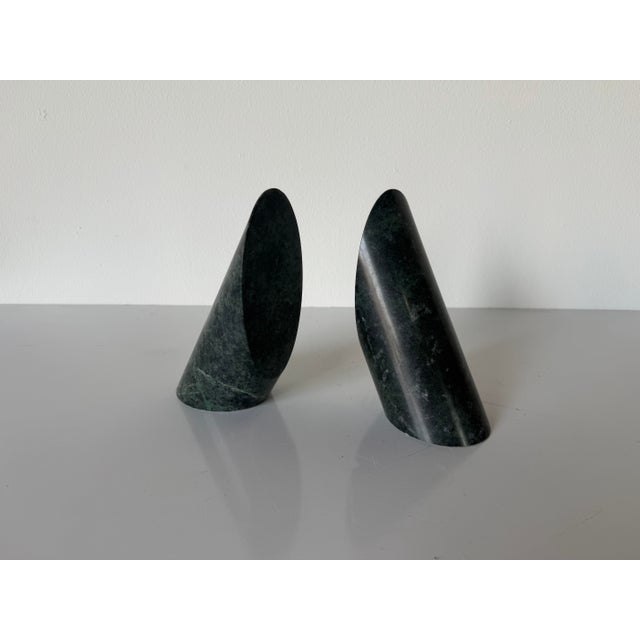Vintage Modernist Sculptural Green Marble Bookends – A Pair For Sale In Miami - Image 6 of 12