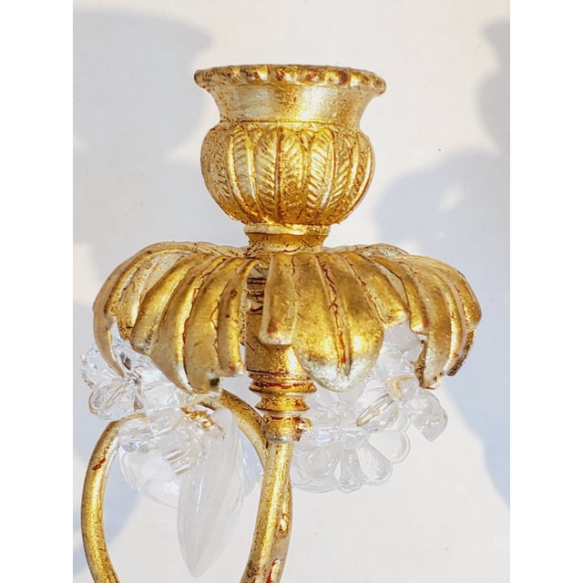 Gold Late 20th Century Bagues Style Rock Crystal Wall Sconces-A Pair For Sale - Image 8 of 11