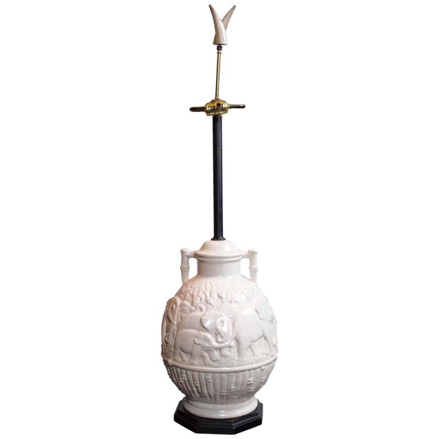 Late 20th Century Vintage Ceramic Elephant Lamp For Sale