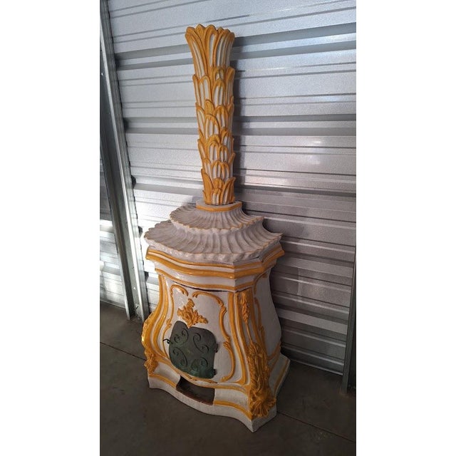 Ceramic 19th Century Italian Rococo Style Majolica Glazed Terracotta Palace Stove For Sale - Image 7 of 10