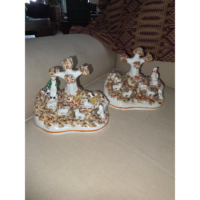 Fine Small 19th C Staffordshire Pair of Pastoral Themed Groups For Sale - Image 10 of 10