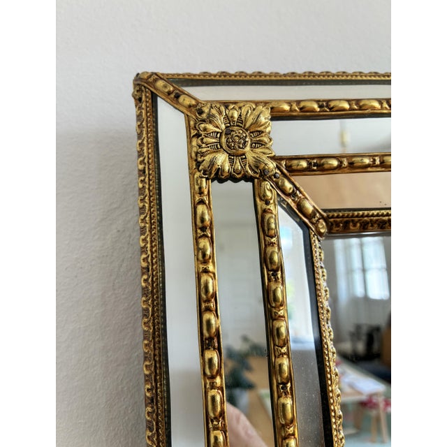 Vintage Spanish Venetian-Style Wall Mirror, Rectangular, Brass, 1980s Hollywood Regency For Sale - Image 6 of 10