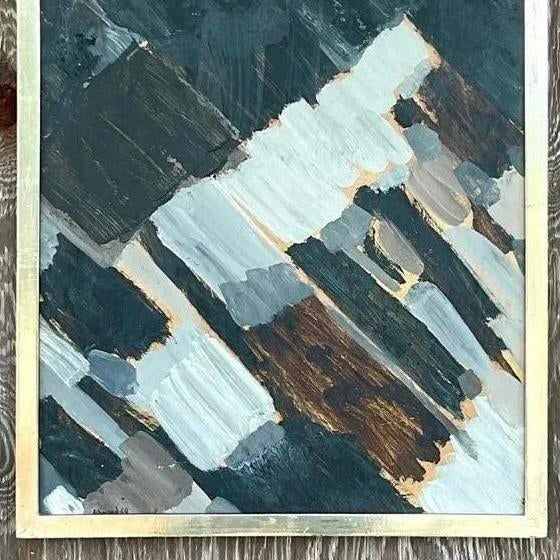 Vintage Signed Abstract Expressionist Original Oil Painting on Canvas For Sale - Image 11 of 13