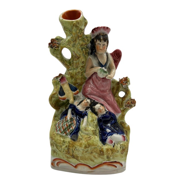 Antique English Staffordshire Figure With Vase Circa 1860's For Sale