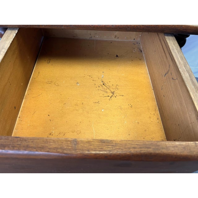 Antique Ship's Navigation Table/ Desk Handmade of Solid Wood With Barley Twist Legs For Sale - Image 9 of 13