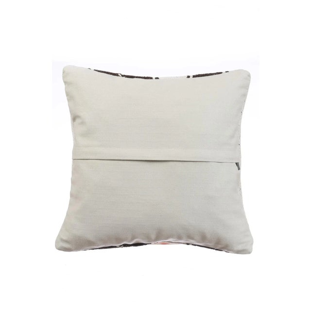 Traditional Striped White & Brown Kilim Pillow For Sale - Image 3 of 4