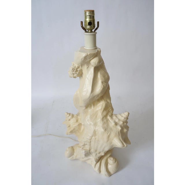 Off-white Sirmos Table Lamp Double Shell Motif For Sale - Image 8 of 12