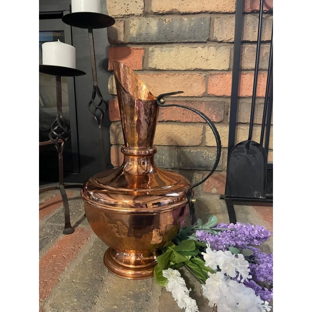Antique French Hammered Copper Villedieu Pitcher For Sale - Image 12 of 12