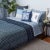 Anna Twin-XL Bed Blue Flat Sheet For Sale - Image 4 of 6