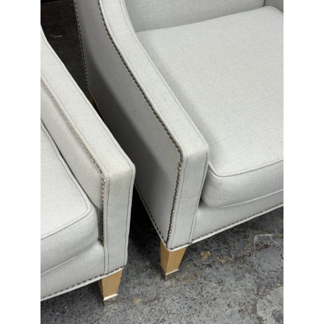Custom Kravet Contemporary Slope Arm Chairs, Pair For Sale In San Francisco - Image 6 of 12