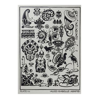 Vingage 1920's Art Deco Floral Design Serigraph For Sale