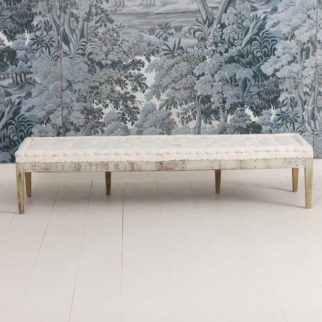 19th C. Swedish Gustavian Period Footstool or Bench in Original Paint For Sale - Image 10 of 18