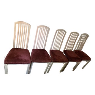 Vintage Post-Modern Italian A. Sibau Slat-Back Dining Chairs - Set of 5 For Sale