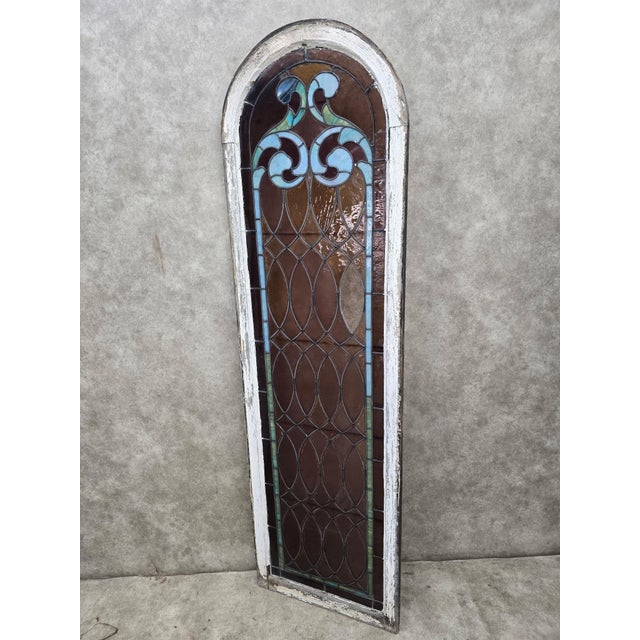 Antique Gothic Arched Stained Glass Church Window For Sale In Chicago - Image 6 of 7