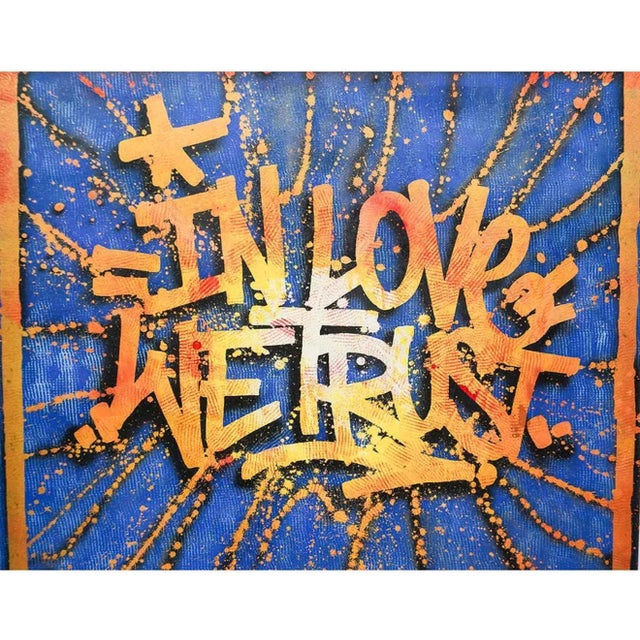 Textile DOK, Large French Street Art Mixed Media Graffiti Painting DoK In Love We Trust, 2021 For Sale - Image 7 of 13