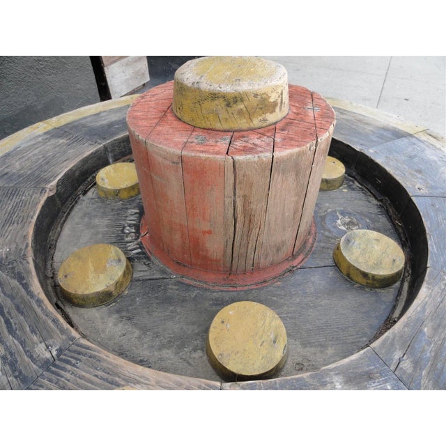 Vintage Industrial Gear Mold – Patinated Wood Sculpture From Portland Cement Factory For Sale In Los Angeles - Image 6 of 11