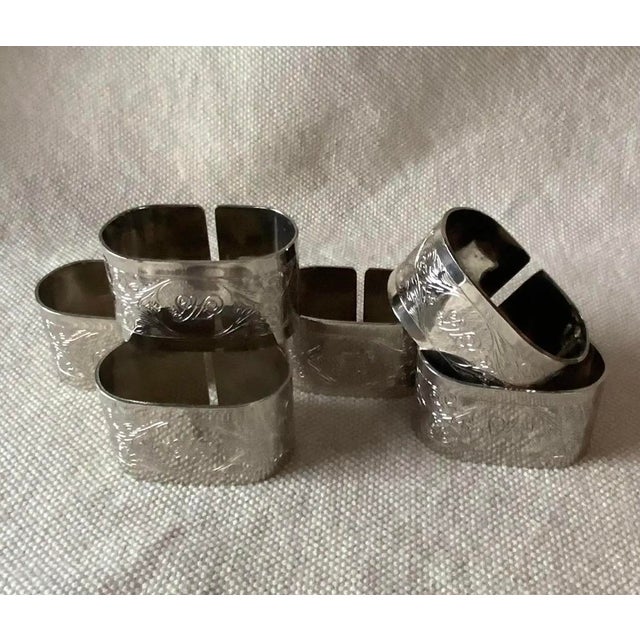 English Set of Six English Double Silverplate Napkin Rings - Classical Elegance For Sale - Image 3 of 18