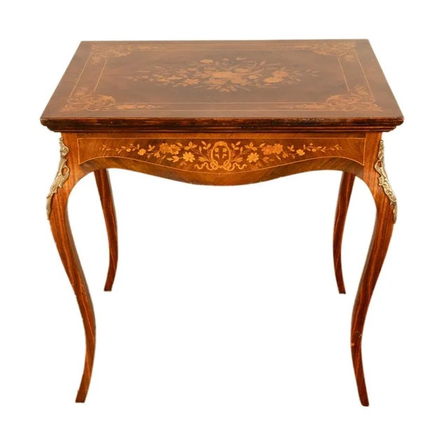Antique Louis XV Ormolu Mounted Inlaid Marquetry Rosewood Center Side Table 1890 For Sale In Portland, OR - Image 6 of 14