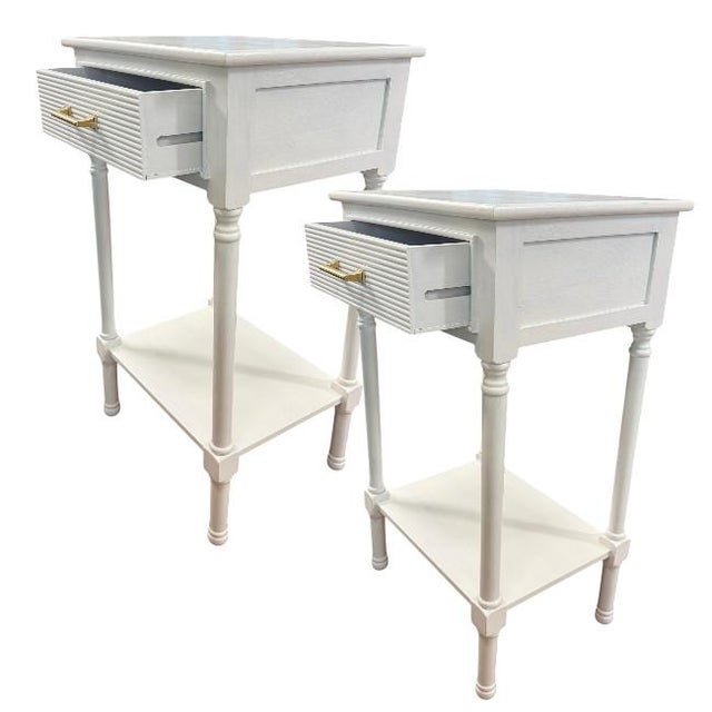 Mid 20th Century Faux Bamboo One-Drawer Nightstands – Pair For Sale - Image 5 of 8