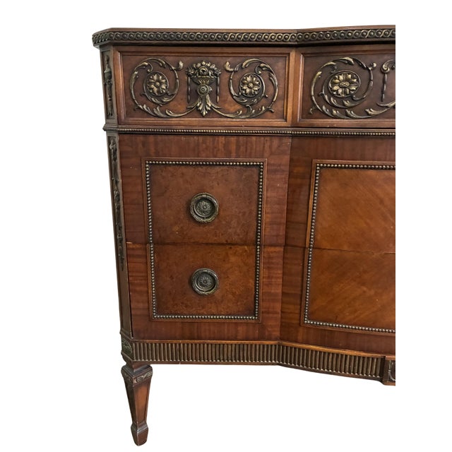 Early 20th Century Neoclassical Mahogany Sideboard With Hand-Painted Oval Medallion & Bronze Ormolu For Sale - Image 12 of 12