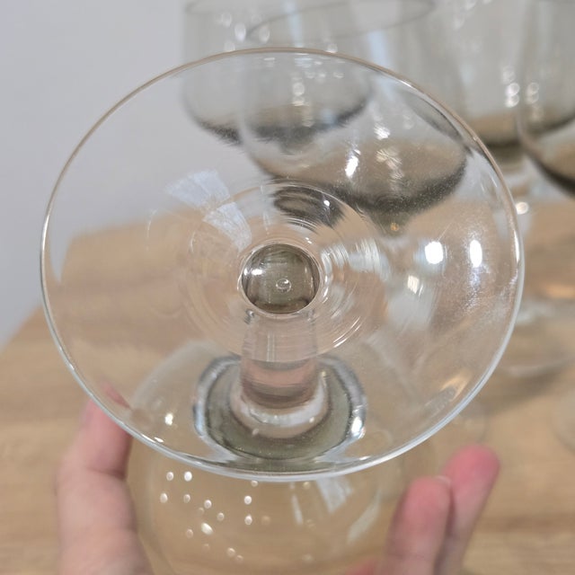 Denby-Milnor Sweden Mid 20th Century Mid Century Modern Denby Moonrise Smoke Goblets 7 1/8" Wine Glasses Ombre - Set of 6 For Sale - Image 4 of 5