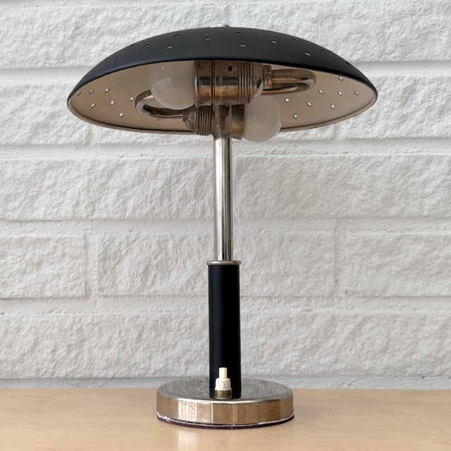 Vintage Scandinavian Table Lamp in Chrome and Steel, Sweden, 1940s For Sale - Image 4 of 13