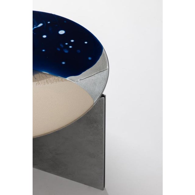 H9 hand decorated metal & aluminium side table by studio nyx dimensions: ø 50 x h 35 cm materials: acid-etched...