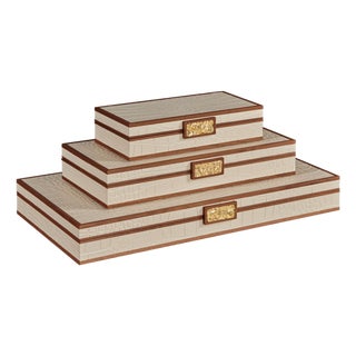 Maitland-Smith Cream Stacking Boxes For Sale