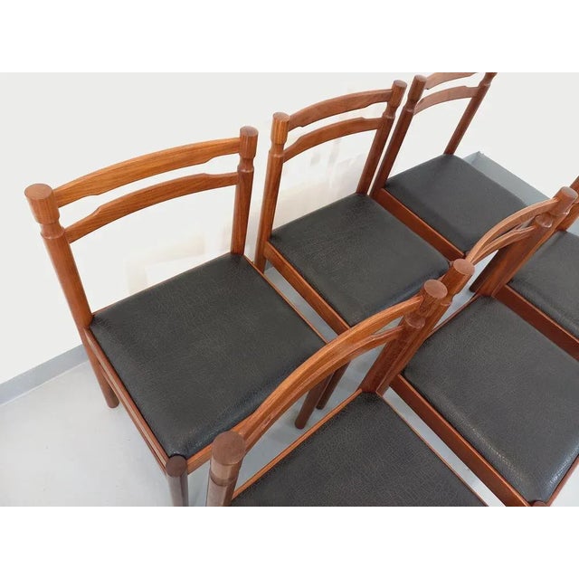 Black Vintage Scandinavian Teak and Skai Dining Chairs, 1960s, Set of 6 For Sale - Image 8 of 13