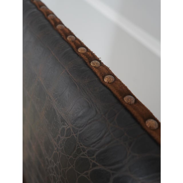 Century Leather & Wood High Back Armchair For Sale - Image 12 of 18