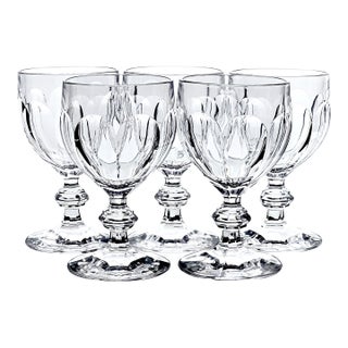 Villeroy & Boch “Bernadotte” Cut Crystal Goblets – Water or Wine – Set of 5 For Sale