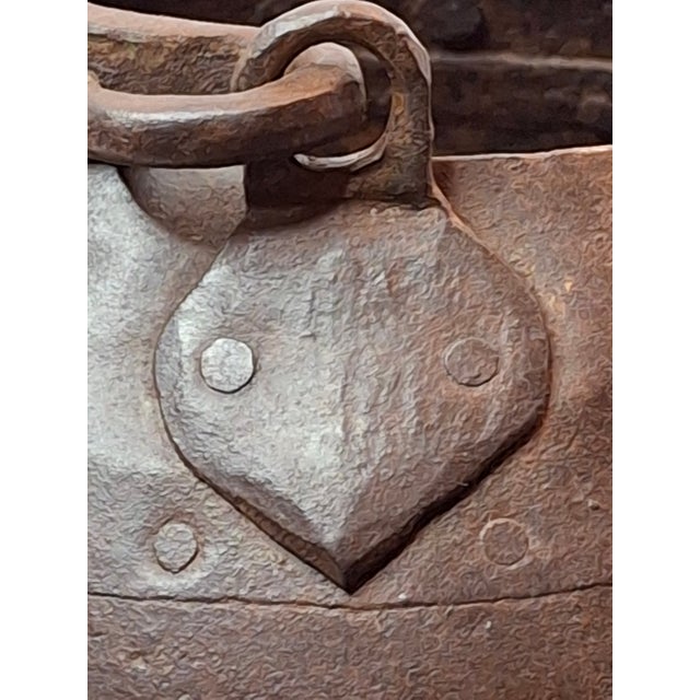 Antique 19th C Hand Forged Wrought Iron Well Bucket Riveted Strap Cauldron For Sale In Boston - Image 6 of 17