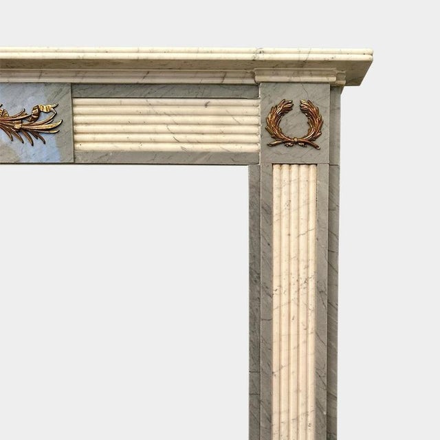 Stone Vintage English Regency Style Marble Fireplace Mantel, 1920 For Sale - Image 7 of 8