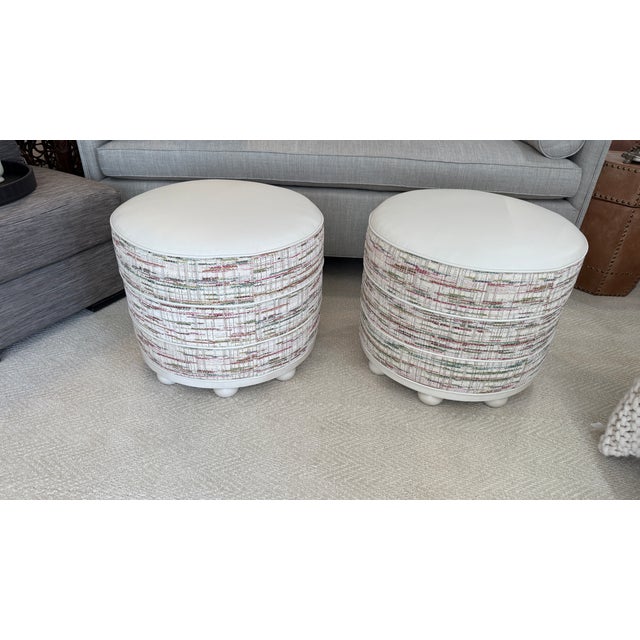 Textile Custom Round Ottomans by Wesley Hall For Sale - Image 7 of 7