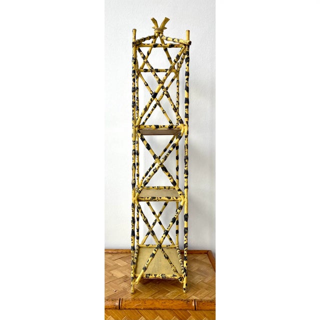 Italian Faux Bamboo Leopard Tole Etagere For Sale - Image 4 of 10