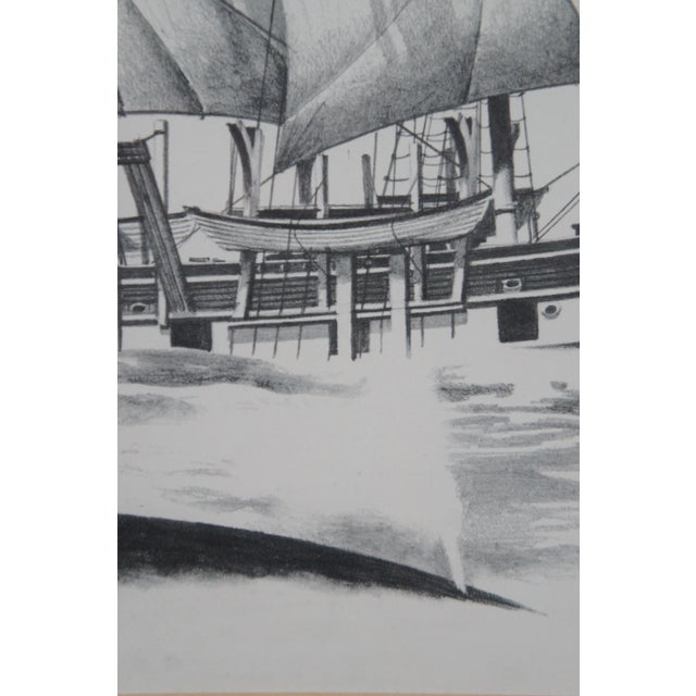 The Whaler Charles W. Morgan Nautical Maritime Lithograph Print Fowler 26" For Sale - Image 6 of 11