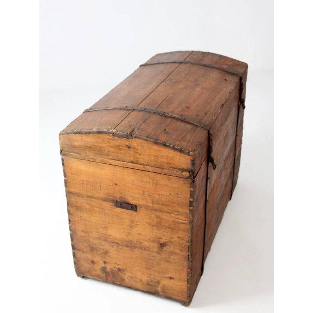 French Country Antique Wood Chest For Sale - Image 3 of 12