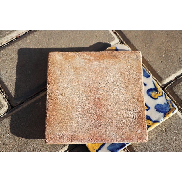 Blue 1850s Antique Portuguese Earthenware Tiles Cobalt Blue & Mustard Yellow For Sale - Image 8 of 8